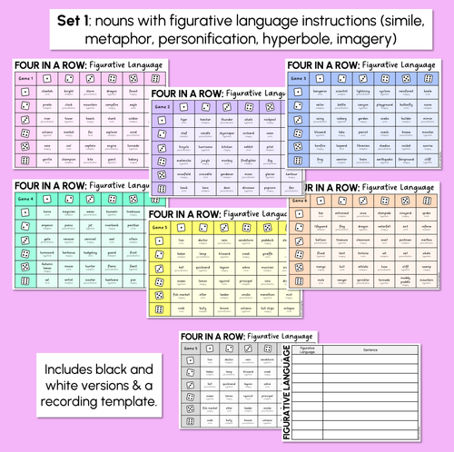 Resource preview 3 for Figurative Language - Four in a Row Game
