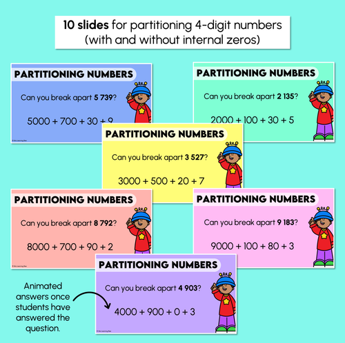 Resource preview 3 for Partitioning 4-Digit Numbers – Digital Slides