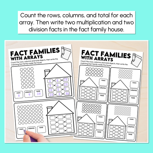Resource preview 2 for Fact Families with Arrays - Multiplication & Division Worksheets
