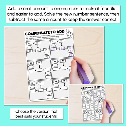 Resource preview 2 for Compensation Strategy - Addition Worksheets