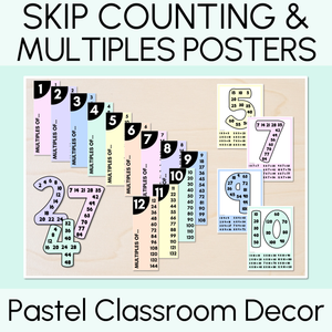 Multiples & Skip Counting Posters - Pastel Classroom Decor
