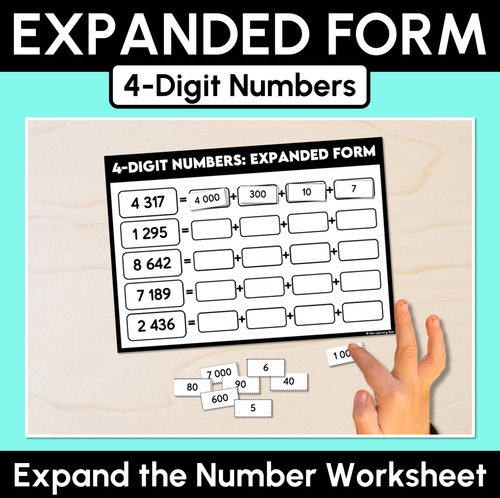 Resource preview 1 for Expand the Number Worksheets - 4-Digit Numbers Expanded Form