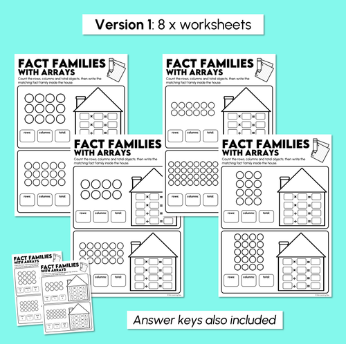 Resource preview 3 for Fact Families with Arrays - Multiplication & Division Worksheets