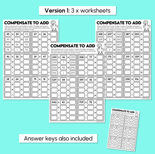Resource preview 3 for Compensation Strategy - Addition Worksheets