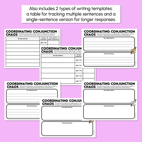 Resource preview 4 for Coordinating Conjunctions - Roll a Silly Sentence