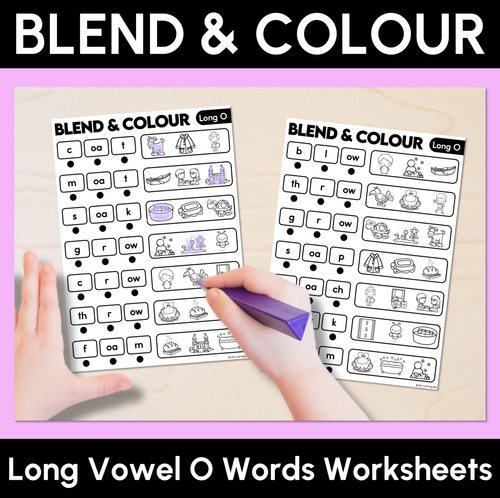 Resource preview 4 for Blend & Colour - Long Vowel Words Blending Worksheets Bundle