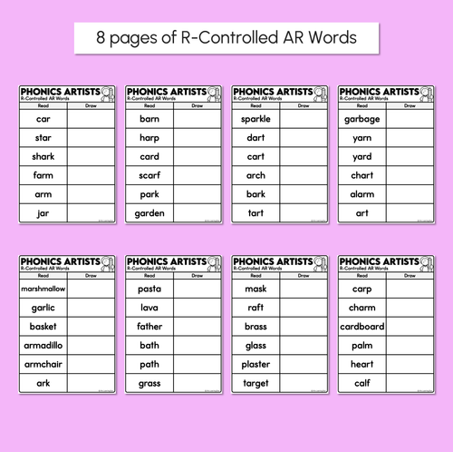 Resource preview 3 for Phonics Artists - R-Controlled AR Words - Decodable Words Activity