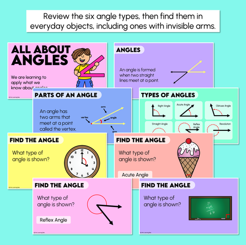 Resource preview 2 for Angles Review Teaching Slides - Types of Angles and Invisible Arms