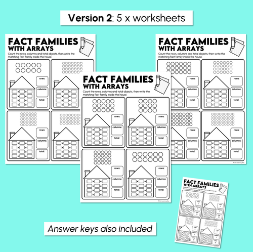Resource preview 4 for Fact Families with Arrays - Multiplication & Division Worksheets
