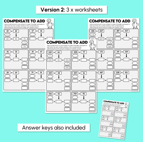 Resource preview 4 for Compensation Strategy - Addition Worksheets