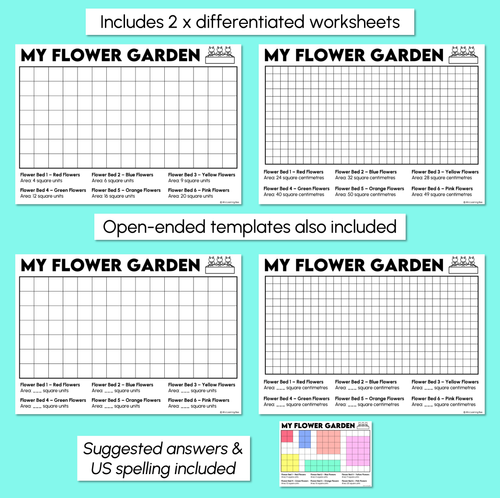 Resource preview 3 for My Flower Garden – Measuring Area Using Square Centimetres