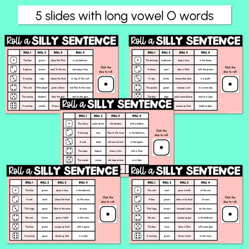 Resource preview 2 for Decodable Sentences with Long Vowel U Sounds - DIGITAL Roll a Silly Sentence