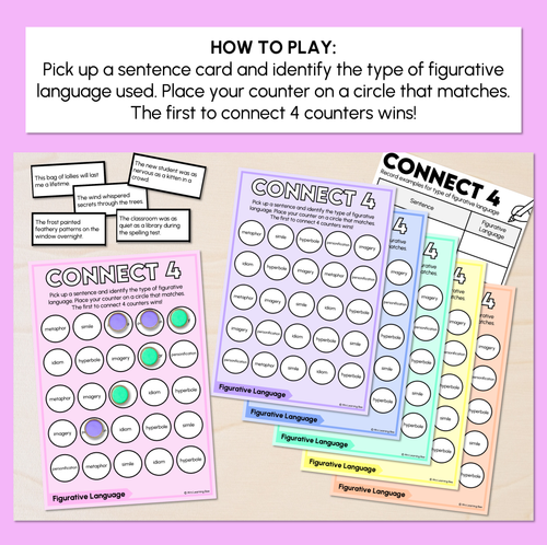 Resource preview 2 for Figurative Language Connect 4 Game