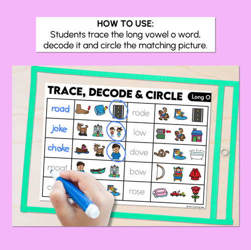 Resource preview 2 for Trace, Decode & Circle - Long Vowel O Words - Decodable Word Mats