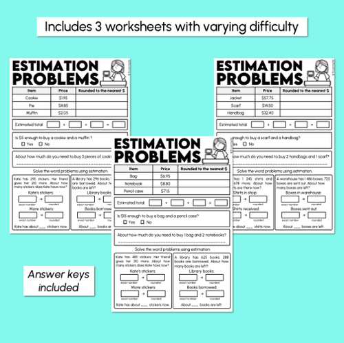 Resource preview 3 for Estimation Problems Worksheets