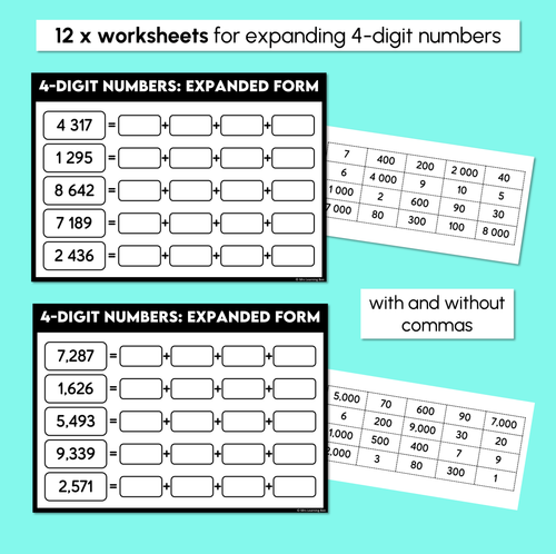 Resource preview 3 for Expand the Number Worksheets - 4-Digit Numbers Expanded Form