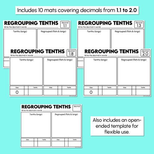 Resource preview 3 for Regrouping Tenths - Decimals Recording Mats