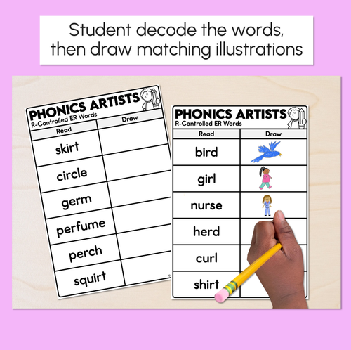 Resource preview 2 for Phonics Artists - R-Controlled ER Words - Decodable Words Activity