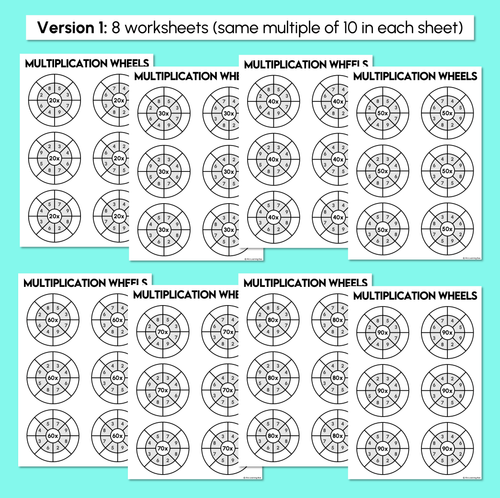 Resource preview 3 for Multiplication Wheels Worksheets - Multiply by Multiples of 10