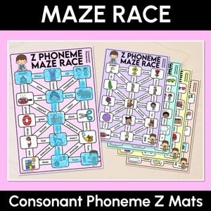 Consonant Phoneme Z Words Maze Race - Consonant Z Words Mats