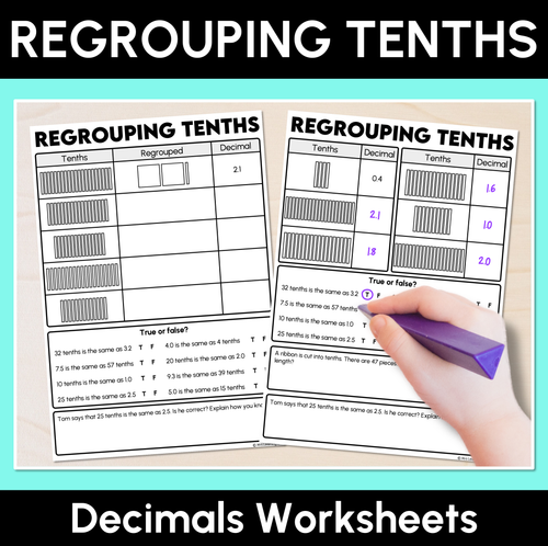 Resource preview 1 for Regrouping Tenths - Decimals Worksheet
