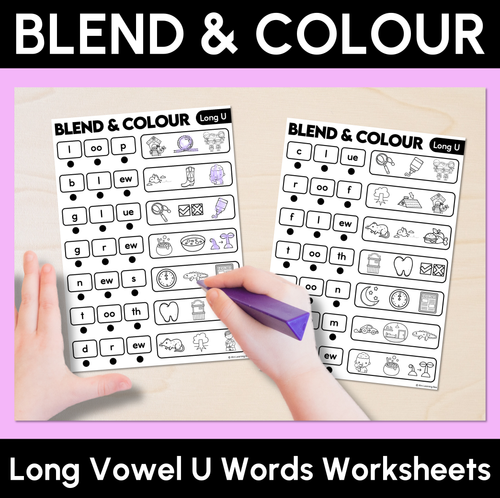 Resource preview 3 for Blend & Colour - Long Vowel Words Blending Worksheets Bundle
