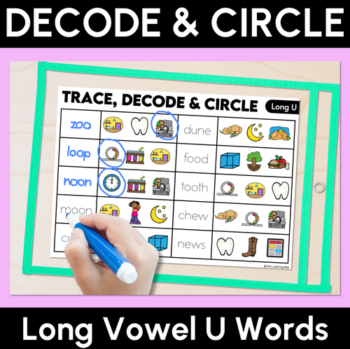 Resource preview 4 for Trace, Decode & Circle - Long Vowel Words - Decodable Word Mats Bundle