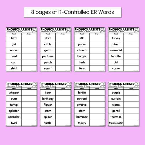 Resource preview 3 for Phonics Artists - R-Controlled ER Words - Decodable Words Activity