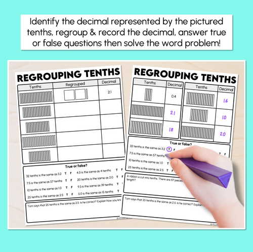 Resource preview 2 for Regrouping Tenths - Decimals Worksheet