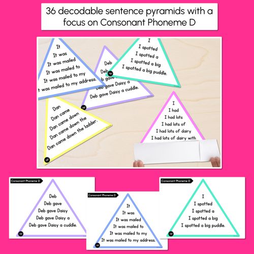Resource preview 2 for CONSONANT PHONEME D WORDS - Decodable Sentence Pyramids - Phonics Fluency