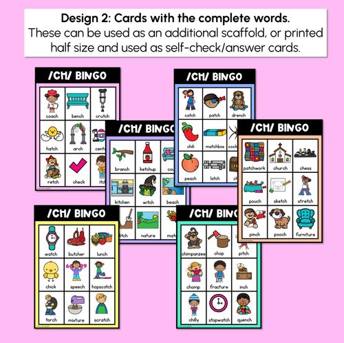 Resource preview 3 for CH TCH SOUND BINGO - Ways to spell the /ch/ phoneme