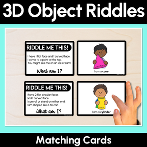 3D Object Riddles Matching Cards