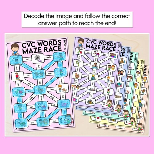 Resource preview 2 for CVC Words Maze Race - CVC E Words Mats
