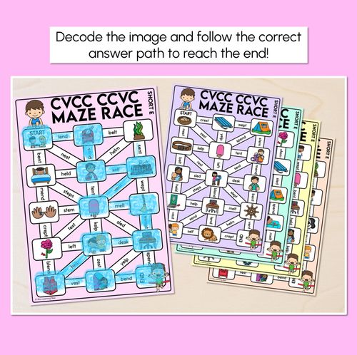 Resource preview 2 for CVCC CCVC Words Maze Race - CVCC E Words Mats