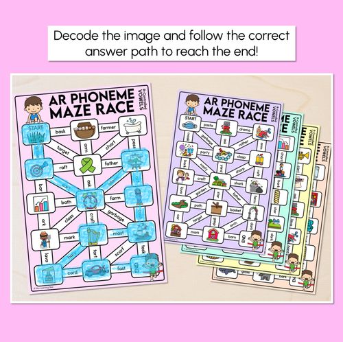Resource preview 2 for R-Controlled AR Words Maze Race - R-Controlled Vowel AR Words Mats