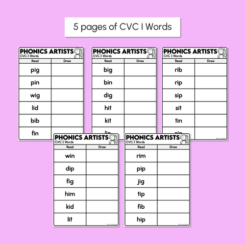 Resource preview 3 for Phonics Artists - CVC CVCC CCVC I Words - Decodable Words Activity
