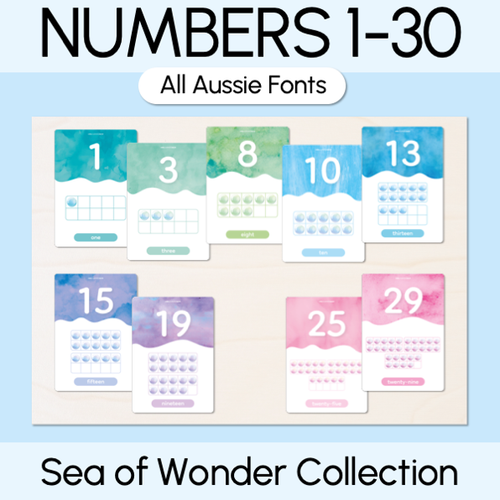 Resource preview 1 for Number Posters 1-30 - The Sea of Wonder Collection - Calming Classroom Decor