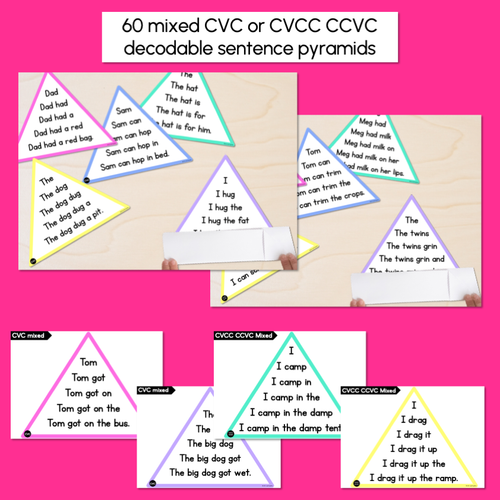 Resource preview 3 for Decodable Sentence Pyramids CVC & CCVC Bundle