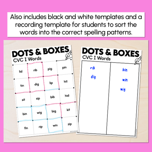 Resource preview 3 for Dots and Boxes Phonics Game - CVC I Words
