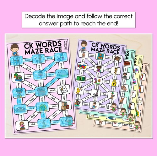 Resource preview 2 for Consonant Digraph CK Words Maze Race - CK Words Mats