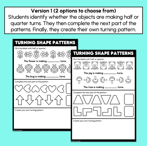 Resource preview 2 for Half & Quarter Turns - Rotating Shape Pattern Printables
