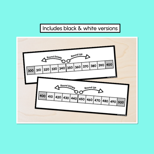Resource preview 3 for Rounding to Nearest Hundred - Number Lines Display Cards & Desk Companions (Rainbow)
