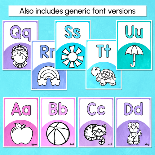 Resource preview 3 for Alphabet Posters - The Kutopia Collection - Watercolour Rainbow with Clipart