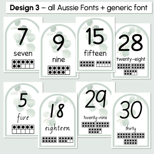Resource preview 4 for Number Posters 1-30 - The Eucalyptus Edit - Eucalyptus Classroom Decor
