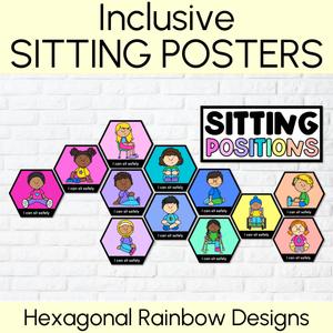 Inclusive Sitting Posters & Display - Hexagonal Rainbow Design