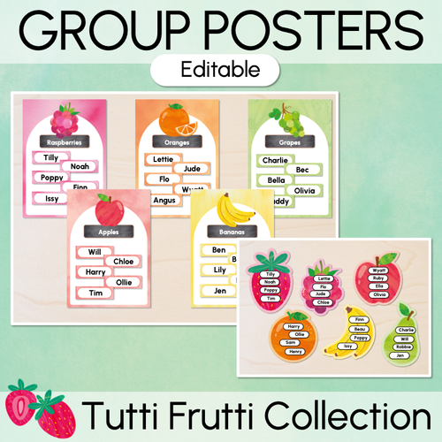 Resource preview 1 for Editable Group Posters - The Tutti Frutti Collection - Colourful Classroom Decor