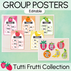 Editable Group Posters - The Tutti Frutti Collection - Colourful Classroom Decor