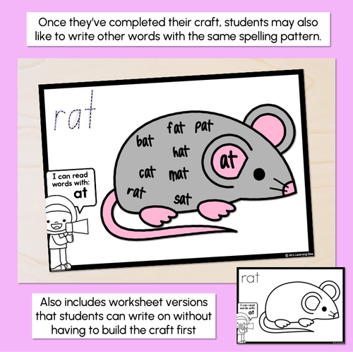 Resource preview 3 for CVC Word Crafts - AT Words - Build a RAT