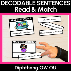 OW Diphthong Decodable Sentences - Read & Match