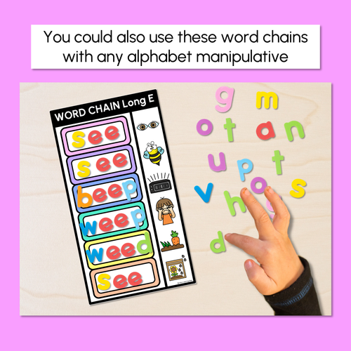 Resource preview 3 for Long Vowel E Word Chains for Beginning, Middle & End Sounds-Decodable Activities